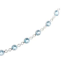 Bracelet Argent Topaze Bleue Traitée Facetée 6mm