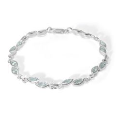 Bracelet Argent Topaze Bleue Traitée Taille Navette