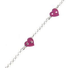 Bracelet Enfant Motifs Coeurs en Argent 925