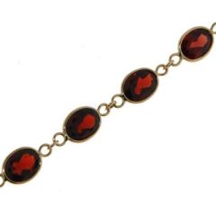 Bracelet Grenat 8x6mm Or Jaune 375