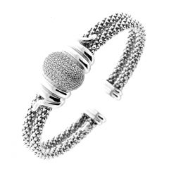 Bracelet Jonc en Argent rhodié avec oxydes