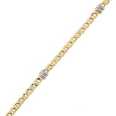 Bracelet maille marine en Or Blanc et Or Jaune 750 3mm x 18cm