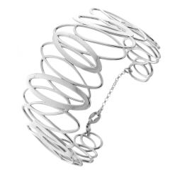 Bracelet Manchette en Argent rhodié Motifs ovales