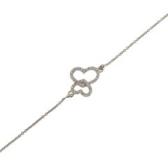 Bracelet Or blanc 375 avec coeurs entrelacés sertis d'oxydes