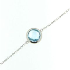 Bracelet Or Blanc 750 et 5 Topazes Bleues Traitées