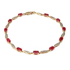 Bracelet Or Jaune 750 Rubis et Diamant