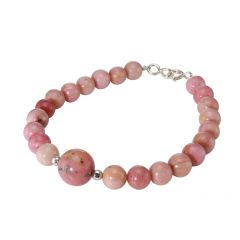 Bracelet Rhodonite 6-10mm et Argent