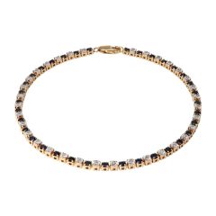 Bracelet Tennis Or Jaune 750 Saphir et Diamant