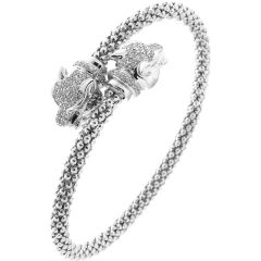 Bracelet Tètes de Panthère en Argent 925 Rhodié et Oxyde de zirconium