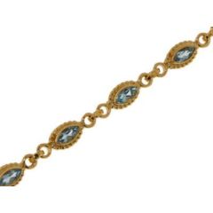 Bracelet Vermeil Topaze Bleue Traitée Navette 6x3mm x 19cm