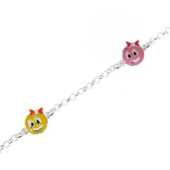 Bravelet Argent Enfant Tetes Emaillées