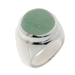 Bague Aventurine Sertie Clos – Alliage Argenté, Taille Musicienne, Bijou Fait Main