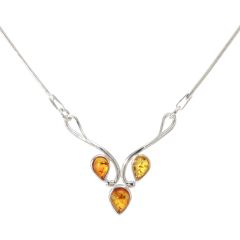 Collier Argent 925 Ambre Navette