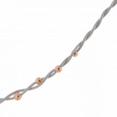 Collier Argent 925 Rhodié 2 rangs et boules rosées
