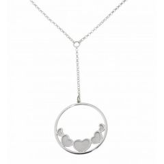 Collier Argent 925 Rhodié Motif rond avec 5 coeurs