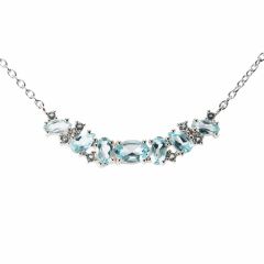 Collier Argent 925 Rhodié Topaze bleue traitée