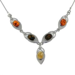 Collier Argent Ambre