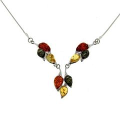 Collier Argent Ambre