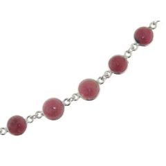Collier Argent Rhodonite Cabochon de 6 à 10mm