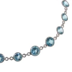 Collier Argent Topaze bleue Traitée 6 à 10mm