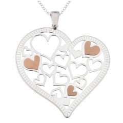Collier Motif Coeur Argent 925 Rhodié 2 tons