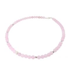 Collier Quartz Rose 6mm et Argent