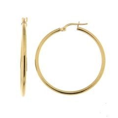 Créoles Argent Doré Section Ronde 2mm Diam 35mm