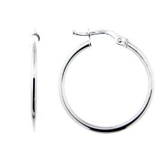 Créoles Or Blanc 375 Fil Rond 2mm Diam. 25mm