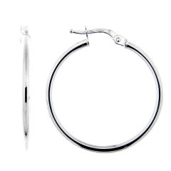 Créoles Or Blanc 375 Fil Rond 2mm Diam. 30mm
