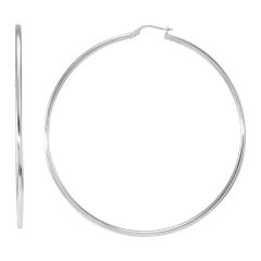 Créoles Or Blanc 375 Fil Rond 2mm Diam. 50mm