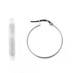Créoles Or Blanc 375 Section Ovale 4x2mm Diam. 25mm