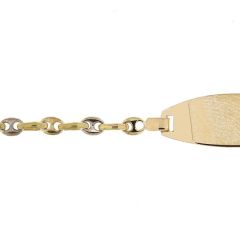 Gourmette bébé grains de café en Or Blanc et Or jaune 750