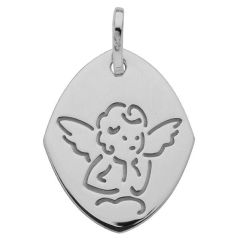 Médaille Moderne Ange Or Blanc 750