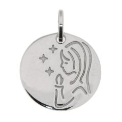Médaille Moderne Vierge de Profil Or Blanc 750