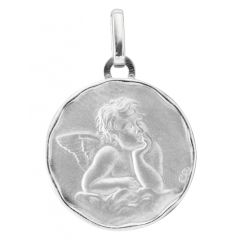 Médaille Or Blanc Ange (17mm)