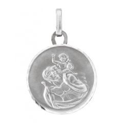 Médaille Or Blanc Saint Christophe (15mm)