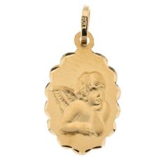 Médaille Ovale Ciselé Ange en Or Jaune