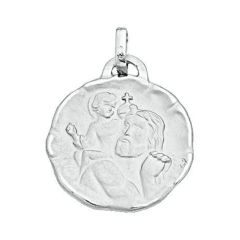 Médaille Saint Christophe en Or Blanc 750 (17mm)