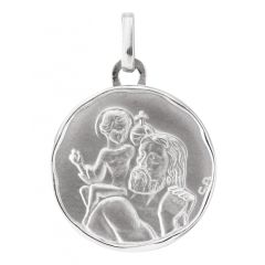Médaille Saint Christophe Or Blanc (17mm)
