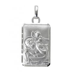 Médaille Saint Christophe rectangulaire en Or Blanc 750