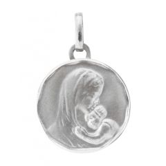 Médaille Vierge à l'enfant en Or Blanc 750 (16mm)
