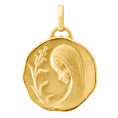 Médaille Vierge de Profil en Or Jaune 750 (17mm)