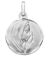 Médaille Vierge pour Bapteme en Or Blanc 750 (15mm)