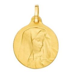 Médaille Vierge Ronde en Or jaune 750 (18mm)