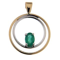 Pendentif 2 ors 750 Emeraude Ovale 7x5mm