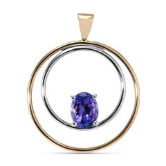 Pendentif 2 Ors 750 Tanzanite ovale 8x6mm