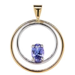 Pendentif 2 Ors 750 TanzaniteOvale 7x5mm