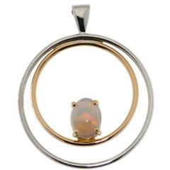 Pendentif 2 Ors Opale Ovale 8x6mm