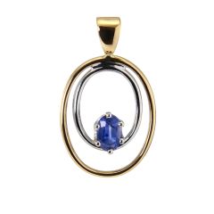 Pendentif 2 Ors Saphir Ovale 6x4mm