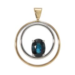 Pendentif 2 Ors Saphir Ovale 8x6mm
